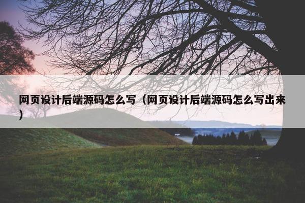 网页设计后端源码怎么写（网页设计后端源码怎么写出来）