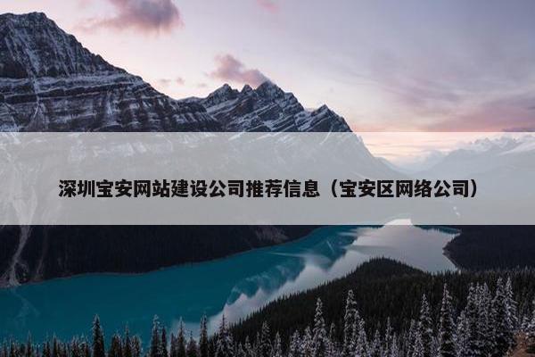 深圳宝安网站建设公司推荐信息（宝安区网络公司）