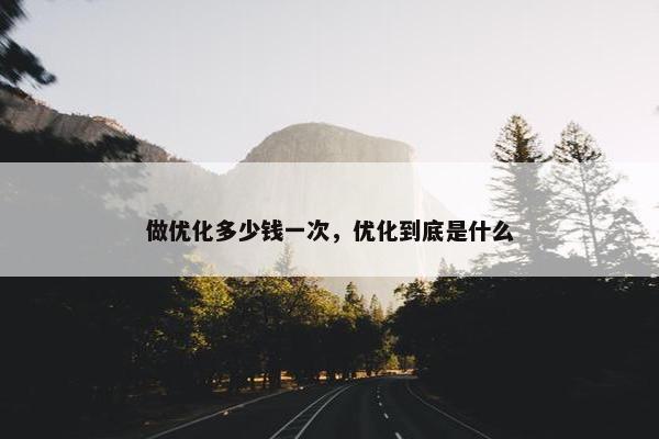 做优化多少钱一次，优化到底是什么
