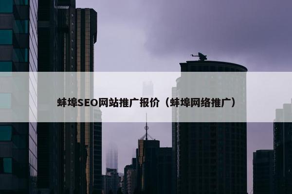 蚌埠SEO网站推广报价（蚌埠网络推广）