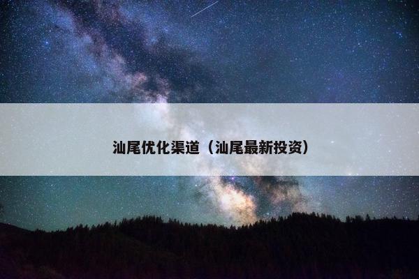 汕尾优化渠道（汕尾最新投资）