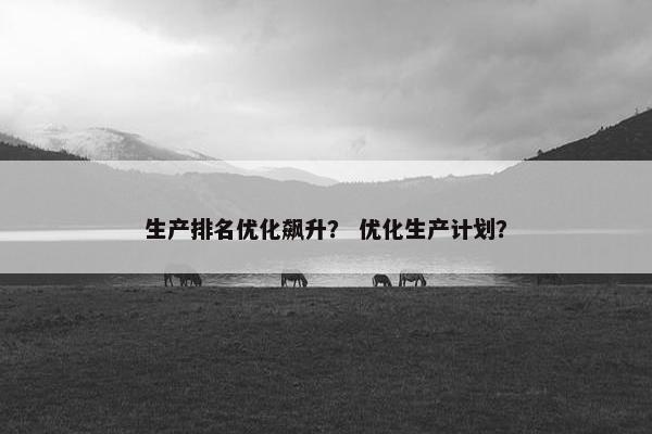 生产排名优化飙升？ 优化生产计划？