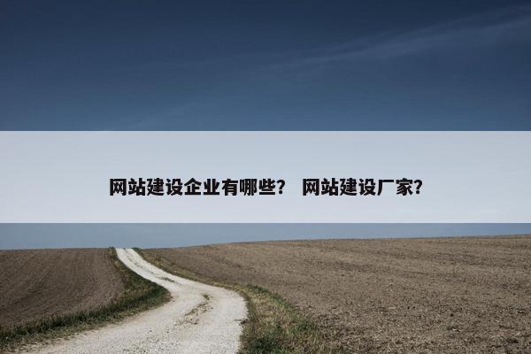 网站建设企业有哪些？ 网站建设厂家？
