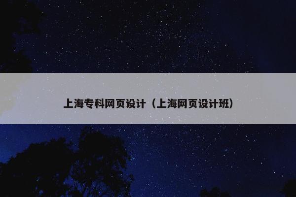 上海专科网页设计（上海网页设计班）