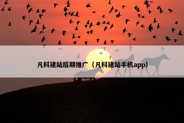 凡科建站后期推广（凡科建站手机app）
