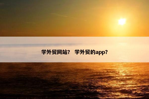学外贸网站？ 学外贸的app？