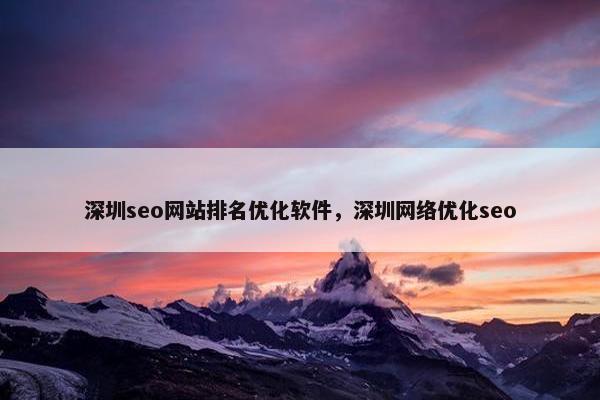 深圳seo网站排名优化软件，深圳网络优化seo