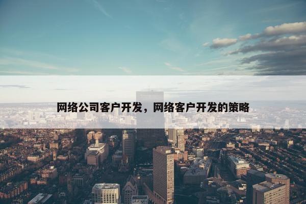 网络公司客户开发，网络客户开发的策略