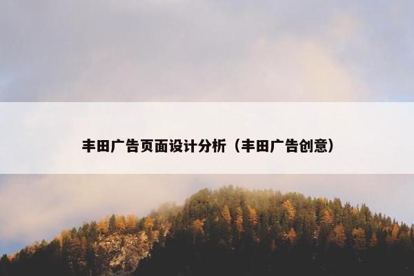 丰田广告页面设计分析（丰田广告创意）