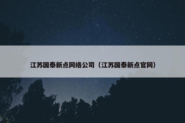 江苏国泰新点网络公司（江苏国泰新点官网）