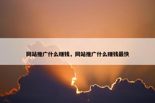 网站推广什么赚钱，网站推广什么赚钱最快