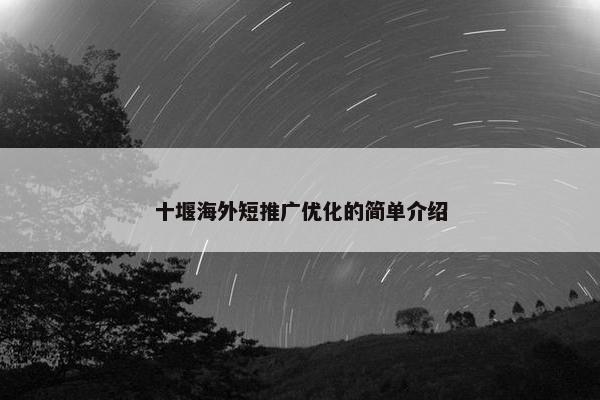 十堰海外短推广优化的简单介绍