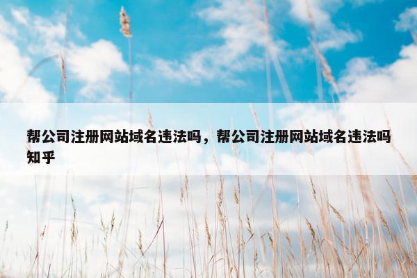 帮公司注册网站域名违法吗，帮公司注册网站域名违法吗知乎