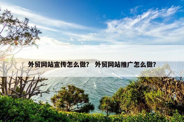 外贸网站宣传怎么做？ 外贸网站推广怎么做？