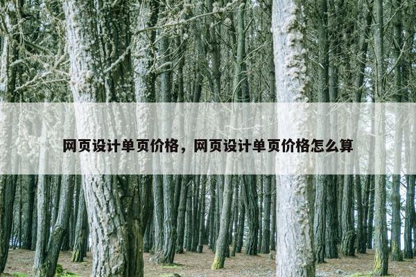 网页设计单页价格，网页设计单页价格怎么算