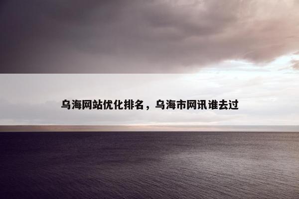 乌海网站优化排名，乌海市网讯谁去过