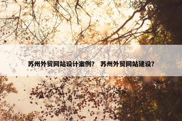 苏州外贸网站设计案例？ 苏州外贸网站建设？