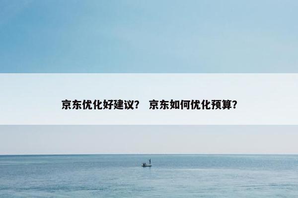 京东优化好建议？ 京东如何优化预算？