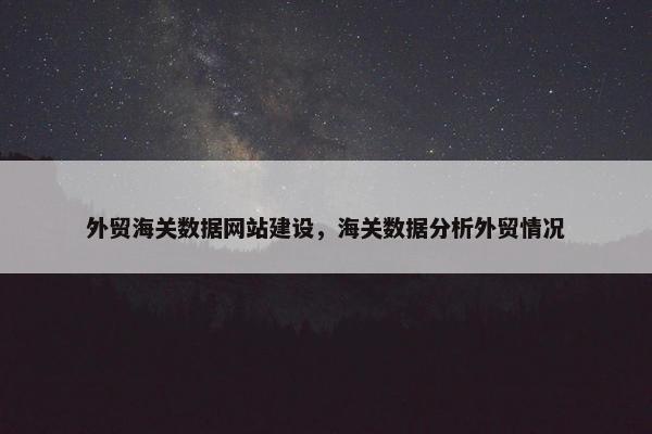 外贸海关数据网站建设，海关数据分析外贸情况