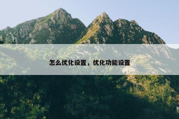 怎么优化设置，优化功能设置
