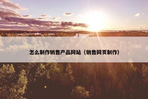 怎么制作销售产品网站（销售网页制作）