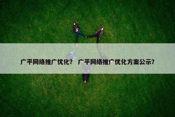 广平网络推广优化？ 广平网络推广优化方案公示？