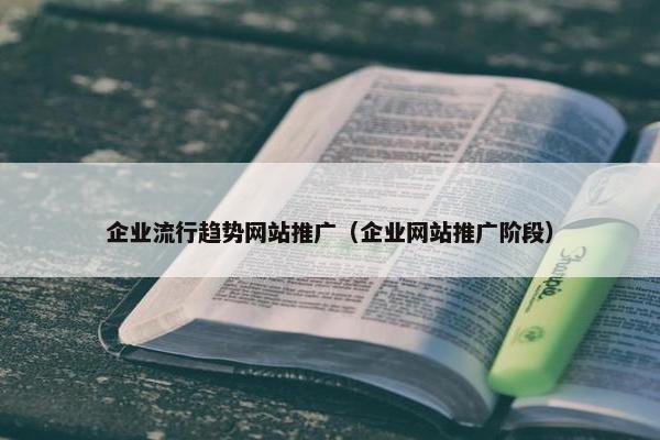 企业流行趋势网站推广（企业网站推广阶段）