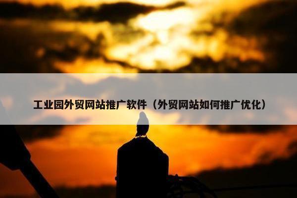 工业园外贸网站推广软件（外贸网站如何推广优化）