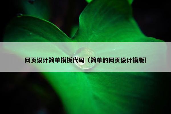 网页设计简单模板代码（简单的网页设计模版）