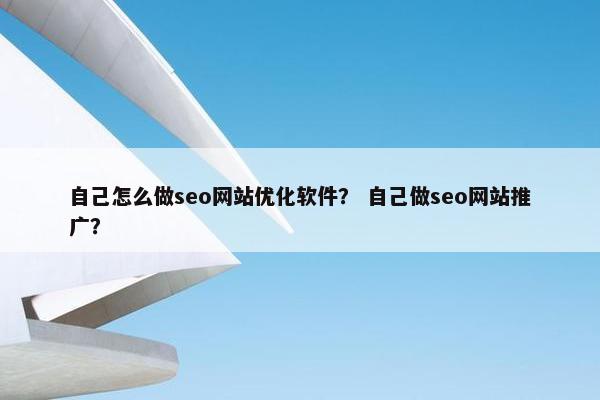 自己怎么做seo网站优化软件？ 自己做seo网站推广？