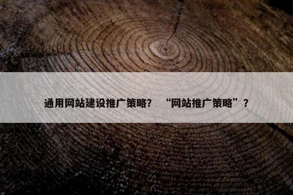 通用网站建设推广策略？ “网站推广策略”？