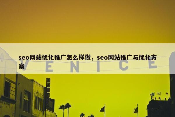 seo网站优化推广怎么样做，seo网站推广与优化方案