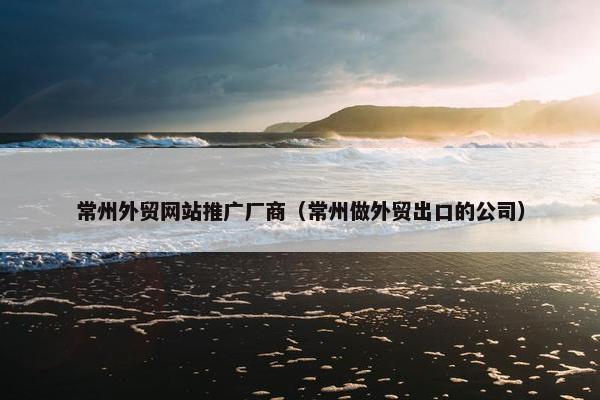 常州外贸网站推广厂商（常州做外贸出口的公司）