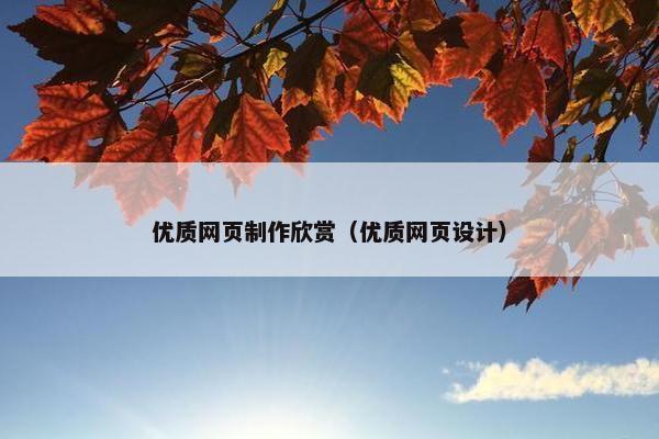 优质网页制作欣赏（优质网页设计）