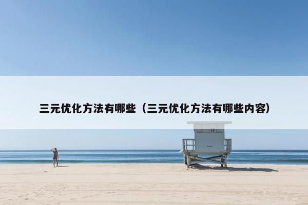 三元优化方法有哪些（三元优化方法有哪些内容）