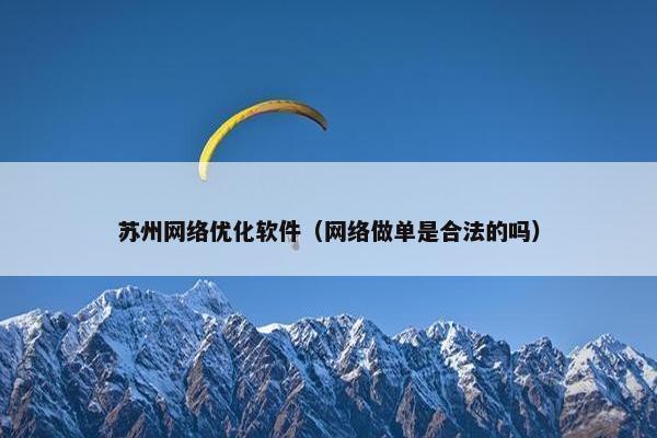 苏州网络优化软件（网络做单是合法的吗）