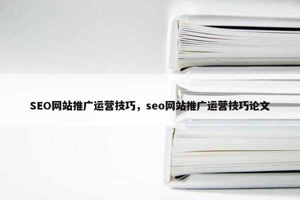 SEO网站推广运营技巧，seo网站推广运营技巧论文