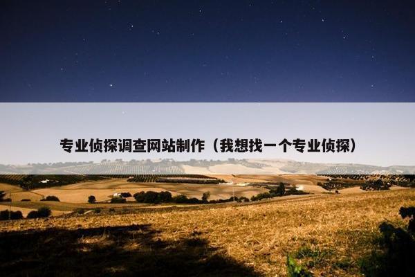 专业侦探调查网站制作（我想找一个专业侦探）