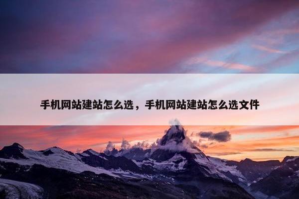 手机网站建站怎么选，手机网站建站怎么选文件