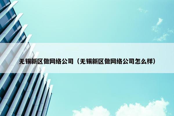 无锡新区做网络公司（无锡新区做网络公司怎么样）