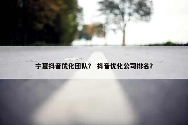 宁夏抖音优化团队？ 抖音优化公司排名？