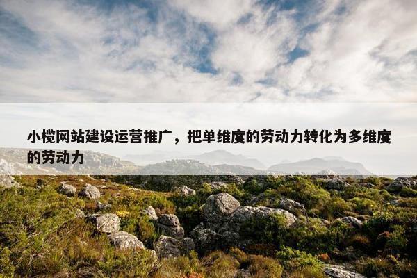 小榄网站建设运营推广，把单维度的劳动力转化为多维度的劳动力