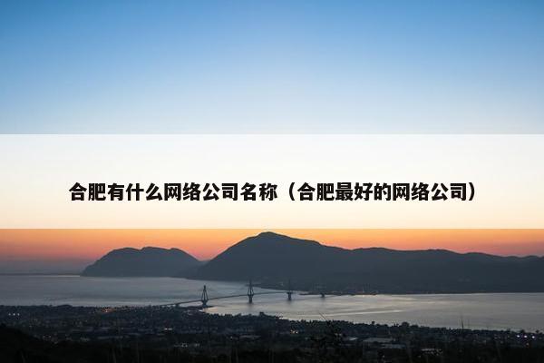 合肥有什么网络公司名称（合肥最好的网络公司）