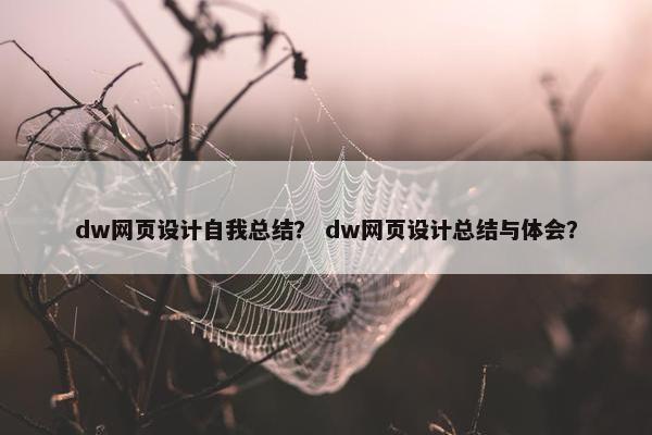 dw网页设计自我总结？ dw网页设计总结与体会？