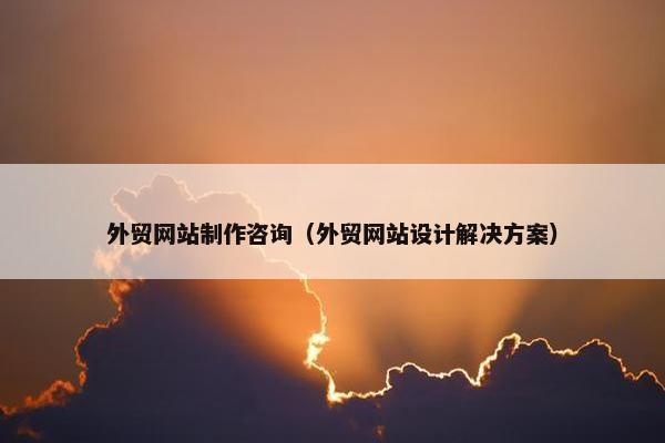 外贸网站制作咨询（外贸网站设计解决方案）
