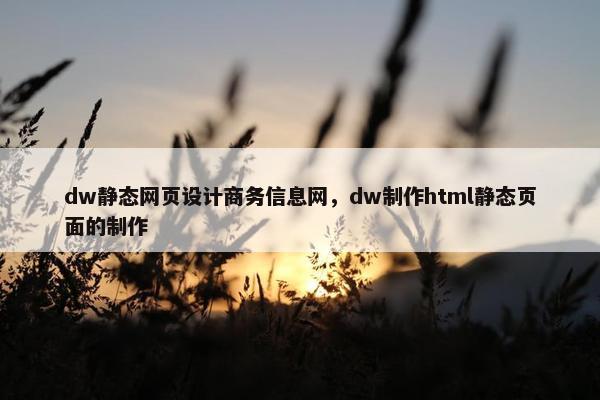 dw静态网页设计商务信息网，dw制作html静态页面的制作