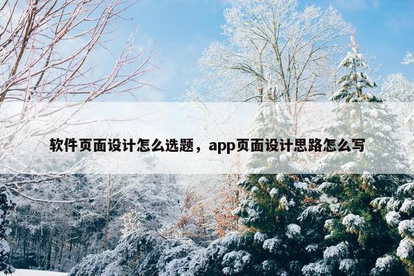 软件页面设计怎么选题，app页面设计思路怎么写