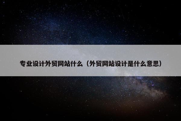 专业设计外贸网站什么（外贸网站设计是什么意思）