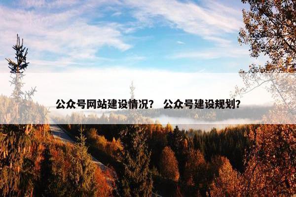 公众号网站建设情况？ 公众号建设规划？