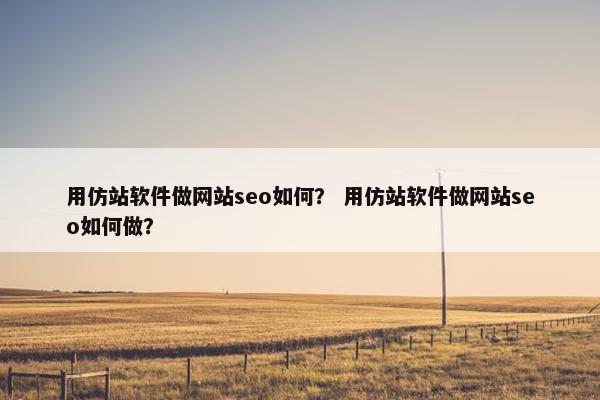 用仿站软件做网站seo如何？ 用仿站软件做网站seo如何做？
